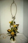 Italian Tole Yellow Roses Birds Lamp Hollywood Regency 1960S Lush Rare Mcm. Fixed Price $439.99.