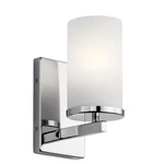 Kichler Crosby 1-LIGHT Chrome Wall Sconce Satin Etched Cased Opal Glass 45495CH. Fixed Price $28.93.