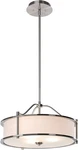 Xinbei 18" 3-LIGHT Drum Pendant Fabric Shade Glass Diffuser Brushed Nickel. Fixed Price $154.00.