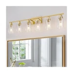 6 Light Gold Bathroom Fixtures Brushed Brass Vanity Over Mirror M.... Fixed Price $163.77.