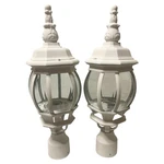 2 Pc Savant White Outdoor Lighting Cast Aluminum Clear Beveled Glass Pannel New. Fixed Price $98.99.
