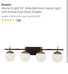 Kovacs P1354-618 Alluria Light 33"W Bathroom Vanity Gold. Fixed Price $297.00.