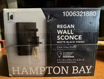 Hampton Bay Regan 4.5 In 1-LIGHT Matte Black Bathroom Vanity With Shades. Fixed Price $28.79.