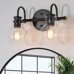 Lnc Modern 2 Light Vanity Matte Black Clear Glass Shades A04304. Fixed Price $46.95.