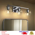 3-LIGHT Globe Glass Shade Wall Sconce Bathroom Vanity Fixture Contemporary. Fixed Price $149.65.