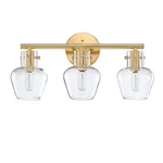 Hukoro 19 In. 3 Light Gold Bathroom Fixture W/ Brandy Snifter Clear Glass Shade. Fixed Price $34.95.