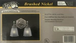 Hampton Bay 2 Light Vanity Fixture Brushed Nickel Finish & Etched Glass Shades. Fixed Price $29.99.