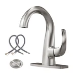 Wowow Single Handle Bathroom Faucet 1 Hole High Arc Brushed Nickel Pop-up Drain. Fixed Price $119.39.