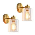 Kenmi Metal Sconces Wall Lighting With Clear Glass Shade, 2 Pack, Gold. Fixed Price $48.11.