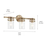 Kichler, Brinley 24" 3 Light Vanity With Clear Glass Champagne Bronze,. Fixed Price $179.10.