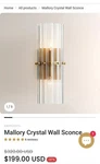 Mallory Crystal Wall Sconce Tumbled Brass Light Fixture 17.75X8.75X9 Brand.... Fixed Price $109.99.