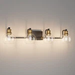 Bathroom Vanity Lighting 4 Black Brass Globe Clear Glass Fixture Tipace. Fixed Price $154.99.