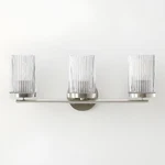 Housemark Luca 3-LIGHT Vanity Bar Ribbed Clear Glass Wall Sconce Fixture. Fixed Price $34.90.