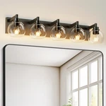 Letry 5-LIGHT Vanity Bathroom 33IN E26 Metal Glass Shade Modern Wall Lamp. Fixed Price $69.65.