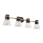 Artcraft Kanata 4-LIGHT Vanity Light, Black/brushed Brass AC11804BB. Fixed Price $458.00.