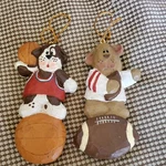 Christmas Ornaments 2 Midwest Eddie Walker Puppy Dog Sports Football Basket. Fixed Price $8.05.
