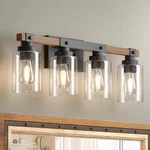 Amico Farmhouse Bathroom Vanity Fixtures,rustic 4-LIGHT, Black. Fixed Price $113.03.