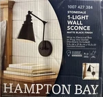 Hampton Bay Stonedale 1-LIGHT Black Plug-in/hardwired Swing Arm Wall Lamp 6' Cor. Fixed Price $31.45.