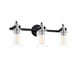 Justice Design Brooklyn 3LT Bath Bar, Clear/black/nickel FSN-8193-CLER-MBNK. Fixed Price $166.80.