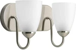 Progress Fixtures, 2-LIGHT, 12", Brushed Nickel, Bathroom Vanity Wall. Fixed Price $21.50.