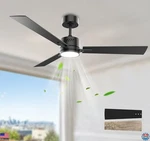 52" Black Ceiling Fan With Light, Remote Control, Low Profile, 6 Speed, Dimmable. Fixed Price $94.48.