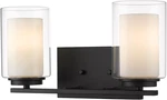 Sleek Black 2-LIGHT Vanity Fixture Modern Style For Any Bathroom Decor. Fixed Price $212.99.