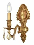 French Golden Teak Crystal Dining Bathroom Wall Sconce Light Fixture. Fixed Price $336.25.