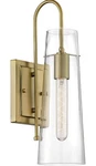 Modern Brass Wall Sconce Clear Glass Shade 1-LIGHT Vintage Bathroom Fixtur. Fixed Price $89.99.