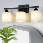 Mecgirn Milk Glass Vanity Lights For Bathroom, 3 Matte Black L.... Fixed Price $96.43.