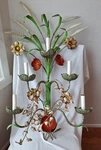 Vintage Toleware Floral Wall Sconce 5 Light Metal Flower Made Italy 30 Inches. Fixed Price $252.44.