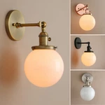 5.9" Vintage Industrial Loft Wall Light Sconce Milk White Glass Globe Shade Lamp. Fixed Price $64.99.