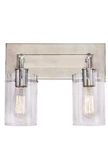 Hampton Bay Regan 12.75 In. 2-LIGHT Brushed Nickel Vanity With Clear Glass. Fixed Price $33.00.
