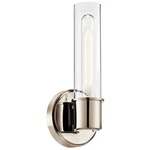 Kichler Aviv 13" Light Wall Sconce, Polished Nickel/clear Glass - 52653PN. Fixed Price $159.99.
