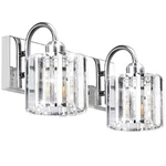 Bathroom Vanity Chrome Crystal, Fixtures Over Mirror 2-LIGHTS. Fixed Price $125.88.