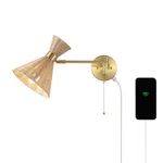 Jonathan 25" Brass Gold Midcentury Swing Arm Led Sconce With Usb Port, Pull.... Fixed Price $55.85.