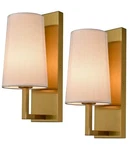 Gold Wall Set Of 2 Mid-century Modern Fabric Shade Lighti.... Fixed Price $214.79.