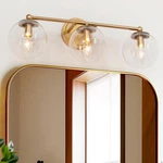 Uolfin Mid-century Modern 3-LIGHT Brass Gold Globe Bathroom Vanity. Fixed Price $33.99.