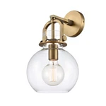 Innovations Newton Wall Sconce, Amber/brushed Brass/sphere 410-1W-BB-8CL. Fixed Price $235.84.