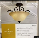 Portfolio Linkhorn 18" Iron Stone Semi-flush Traditional Light Fixture. Fixed Price $55.00.