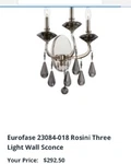 Euro Classics 23084-018 Rosini Light Wall Sconce. Fixed Price $230.50.