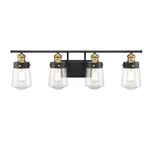 Macauley 4 Light Bathroom Vanity Vintage Black With Warm Brass By Savoy. Fixed Price $346.00.