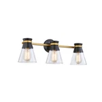 Artcraft Kanata 3-LIGHT Vanity Light, Black/brushed Brass AC11803BB. Fixed Price $372.00.