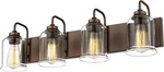 28.5" Oil Rubbed Bronze 4-LIGHT Farmhouse Vanity Wall With Glass Shade. Fixed Price $193.99.