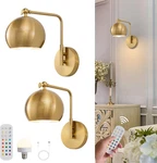 Gold Cordless Wall Sconces Set Of 2, Dimmable Remote Led Lights For Home. Fixed Price $93.99.