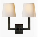 Visual Comfort Square Tube Double Sconce Bronze SL2820BZ, Msrp $499. Fixed Price $225.00.