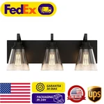 Modern Black Bathroom Vanity Light E26 Clear Glass Shade Wall Mount Damp Fixture. Fixed Price $87.54.