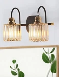 Exbrite 2-LIGHT 16" Wide Bathroom Gold Vanity Lights Crystal Wall. Fixed Price $59.99.