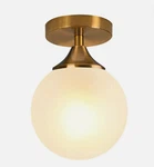 Kco Lighting Small Milk Glass Globe Semi Flush Mount Ceiling Mid Century Brass. Fixed Price $39.90.