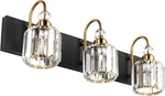 Sleek 3-LIGHT Black Metal & Crystal Bathroom Vanity Fixture. Fixed Price $149.99.