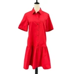 Lafayette 148 New York M Troy Bright Red Poplin Cotton Drop Waist Shirt Dress. Fixed Price $180.00.